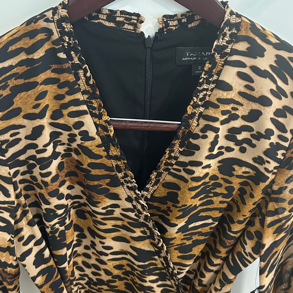 NWT TAHARI ASL Leopard Print Faux Wrap Dress |Size 2 - Picture 7 of 15